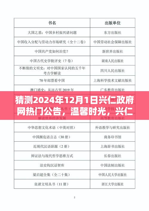 兴仁政府网预告，温馨时光下的未来公告，揭晓2024年12月1日热门公告