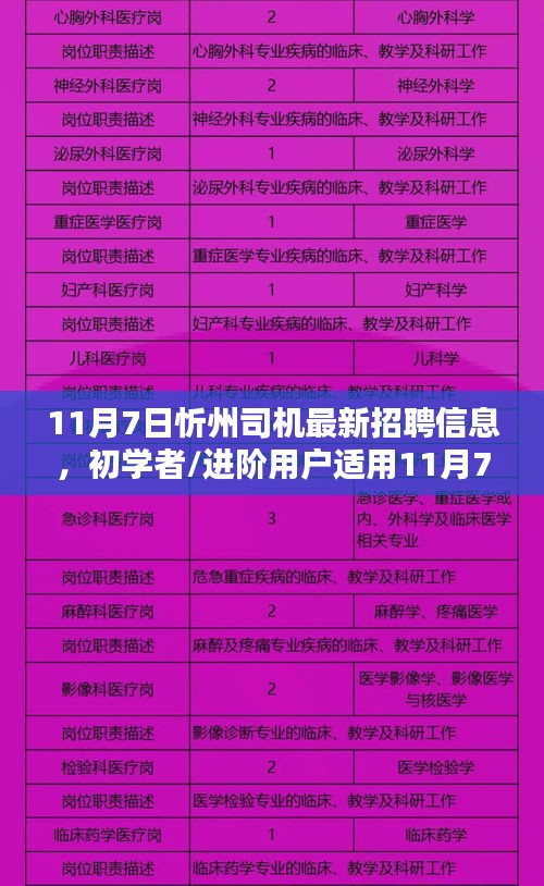 11月7日忻州司机招聘指南，初学者与进阶用户的最新招聘信息及应聘指南