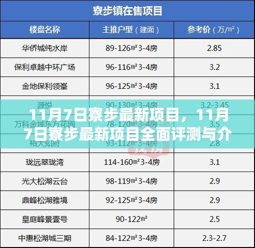 11月7日寮步最新项目全面评测与详细介绍