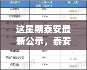 泰安最新公示详解，城市发展与民生关切脉搏的洞察