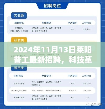 2024年莱阳普工高科技招聘启航，体验之旅，科技梦想触手可及