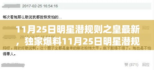 独家揭秘，11月25日明星潜规则内幕大曝光，光环背后的神秘故事一网打尽！